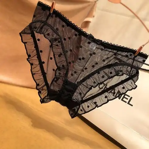 波迷娜bomina蕾丝内裤女日系少女透明低腰网纱透气三角底裤纯