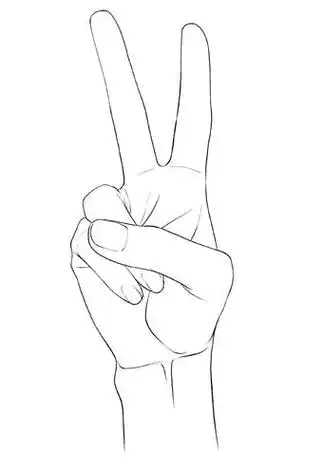 比耶的手势简笔画可爱比耶手势的简笔画成品图    比耶手势步骤5