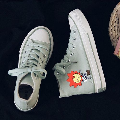 tfboys王源同款鞋子roy应援绿色莱阳手绘帆布鞋学生男女高帮板鞋