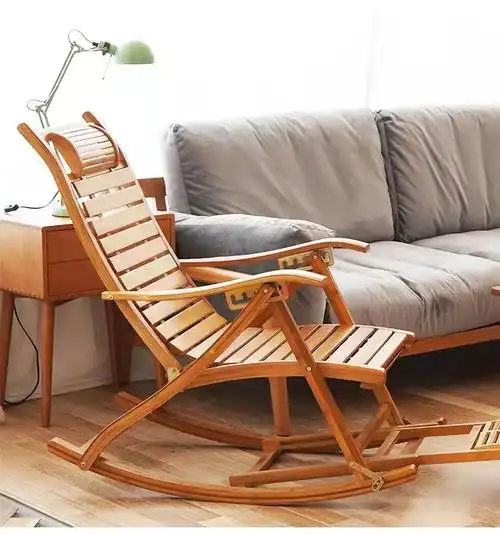 摇摇椅躺椅懒人椅躺椅折叠午休名久坐不累椅子阳台懒人逍遥椅ab竹木款
