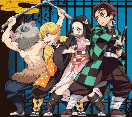 无论是一身坚毅的男主角炭治郎,还是金黄酷炫发型亮相的胆小剑客善逸