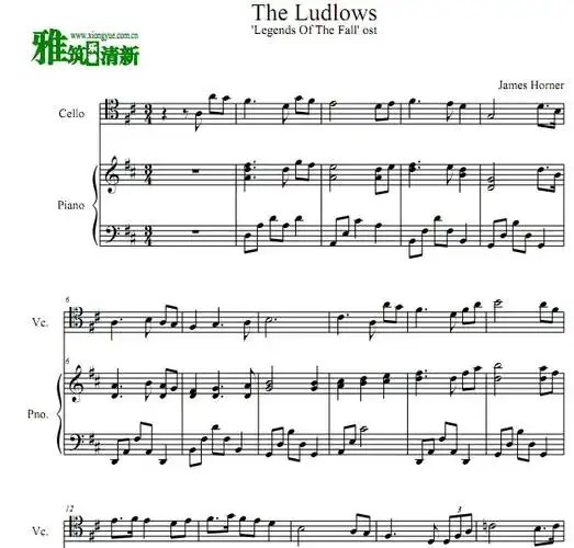 燃情岁月theludlows大提琴钢琴二重奏谱