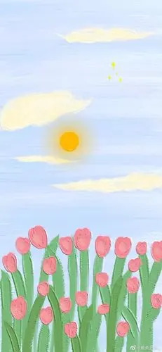 清新治愈插画好喜欢这种质感的壁纸cr兔榴子月