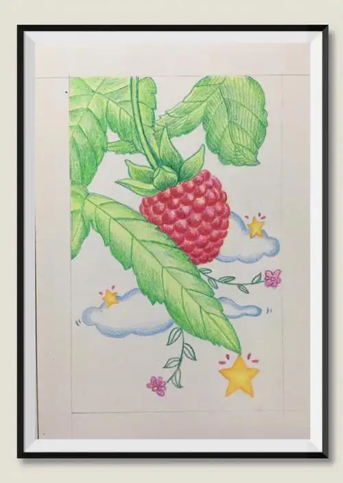 彩铅画初学树莓
