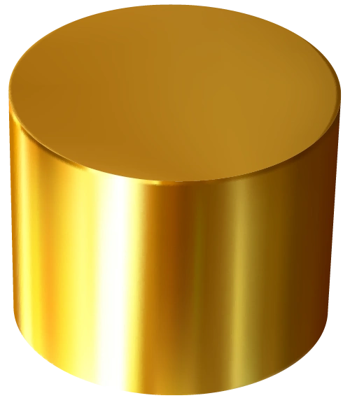 金色圆柱体不规则立体图形png免抠图