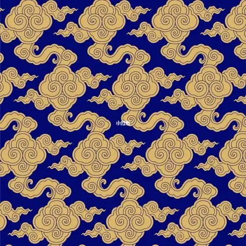 摹清雍正蓝色云纹织金缎