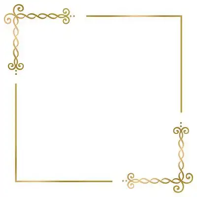 边框素材金色标题框架模板水彩画水平正方形框架树枝为金色边框金色
