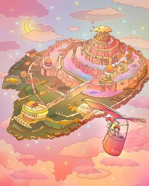 宫崎骏动漫插画背景图 好梦幻的场景啊 78