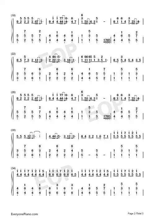 安静了-she双手简谱预览2