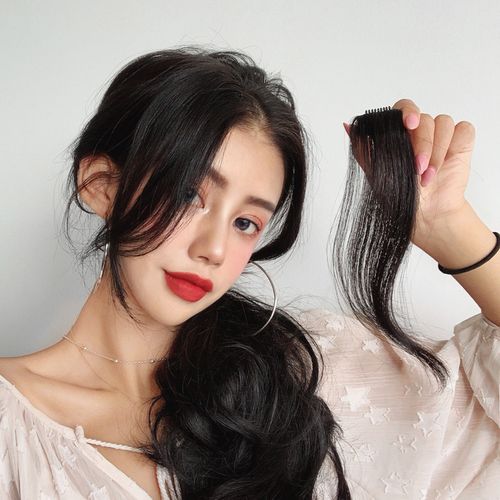 亚溪真发网红八字刘海假发片 法式刘海 自然隐形无痕中分斜刘海女 一