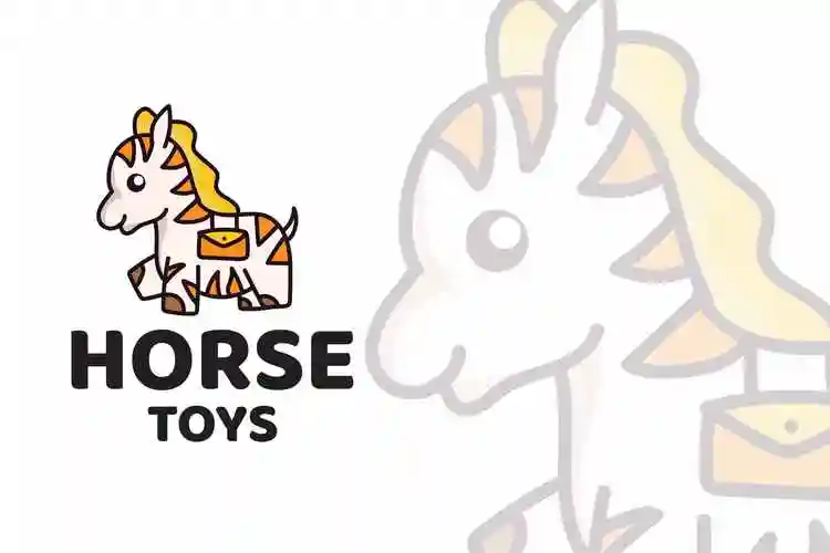可爱标志设计系列玩具马卡通动物形象logo设计模板horsetoyscutelogo