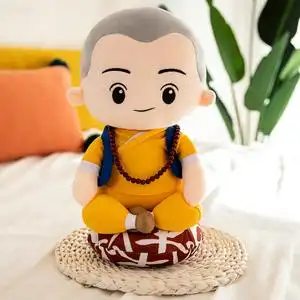 可爱打坐小和尚毛绒玩具公仔布娃娃创意抱枕儿童玩偶i男孩生日礼