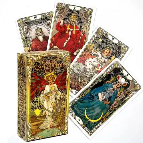 黄金艺术韦特塔罗牌经典78张卡牌 golden art nouveau tarot 桌游证