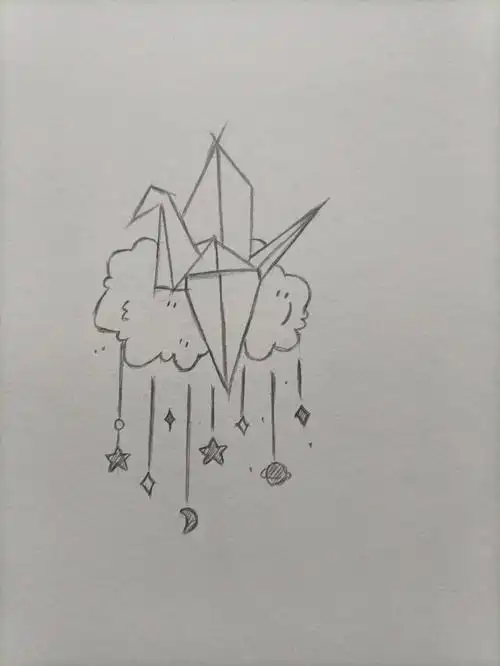 铅笔画千纸鹤今天你许愿了嘛附教程