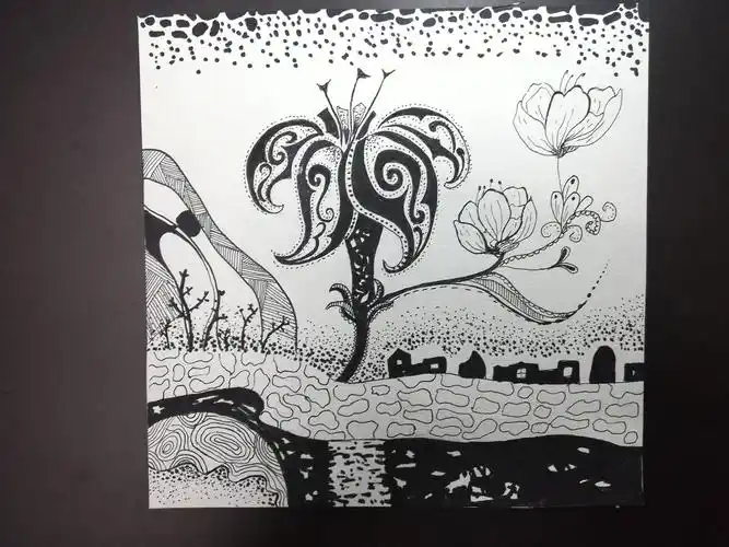 由点线面构成的黑白装饰画
