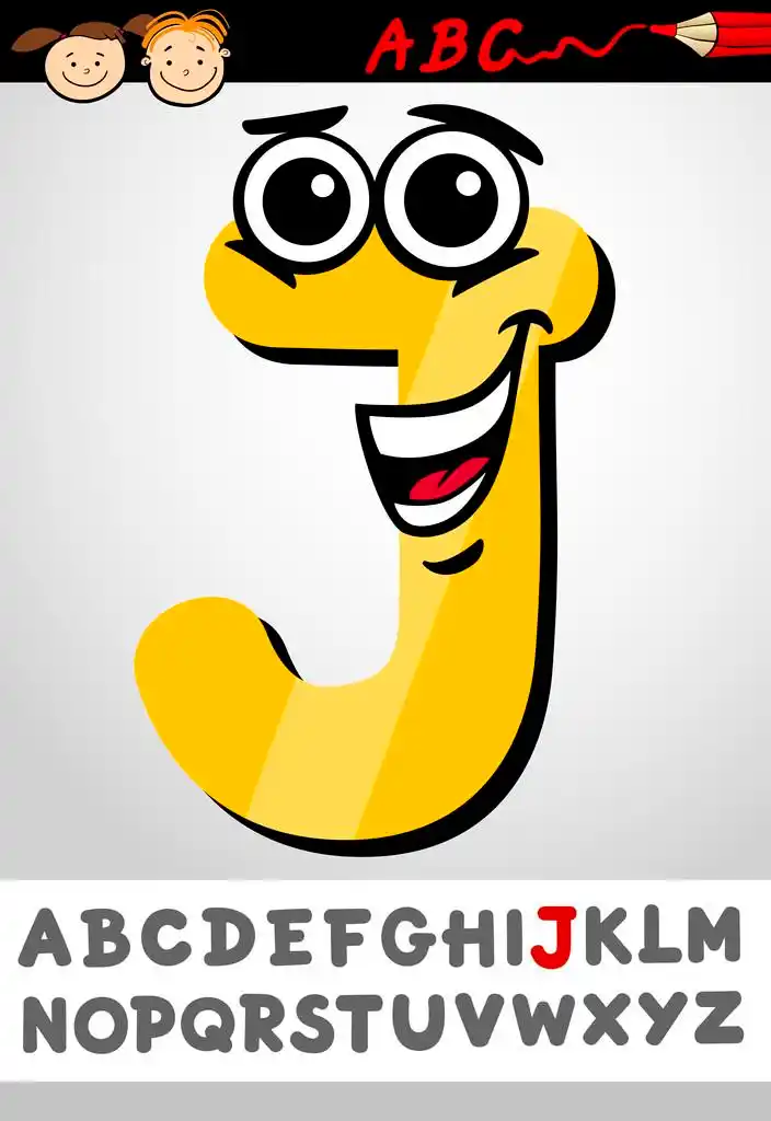 有趣的字母 j 卡通插图