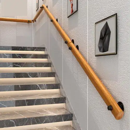 欧式靠墙实木楼梯扶手室内老人防滑拉手幼儿园走廊通道栏杆木扶手