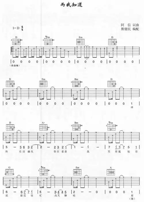 五月天而我知道吉他谱