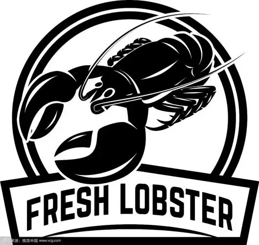 新鲜海鲜标志模板与龙虾设计