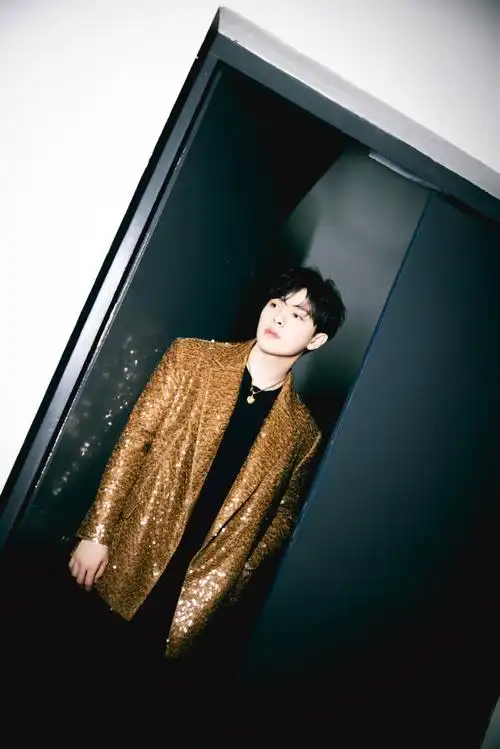 尤长靖金色亮片西装