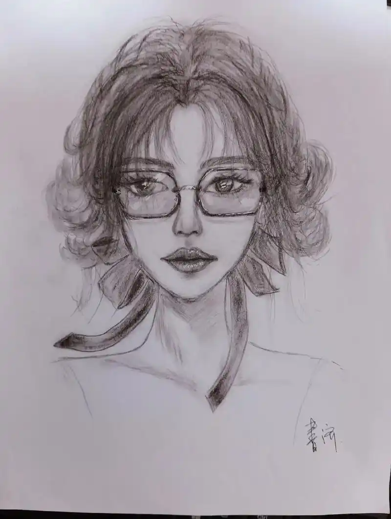 铅笔画 #人物肖像 #非专业 #画渣进步史 #画画 戴眼镜 - 抖音