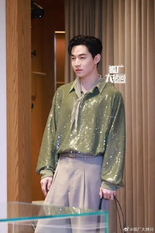 刘宪华绿色亮片衬衫