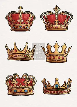 皇冠矢量装饰图案皇冠矢量素材手绘皇冠矢量插画素材卡通王冠背景素材