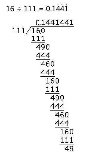 16除以111用竖式表示商用循环小数表示