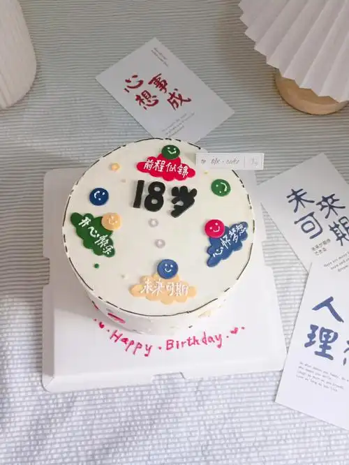 18岁生日蛋糕男孩蛋糕翻糖刻字祝福语
