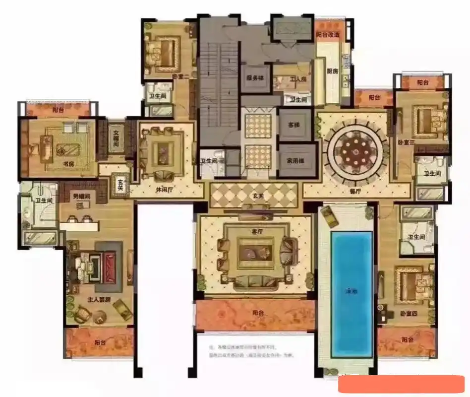 500平米带空中泳池的大平层,是什么概念?