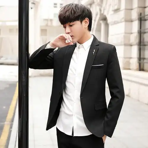 2019春装小西装男韩版青年单西外套纯色刺绣小西服大码xz1893-p95