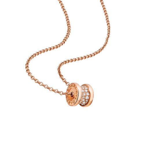 bvlgari/宝格丽 b.zero1系列 满钻玫瑰金 小蛮腰项链 cl857518 351116