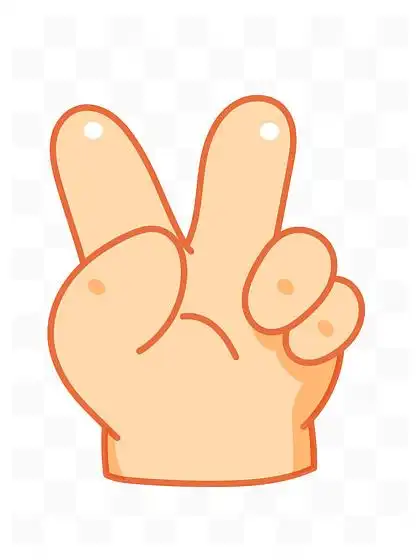卡通 i>手 /i> i>绘 /i>剪刀比 i>耶 /i> i>手 /i>势线条插画矢量装饰