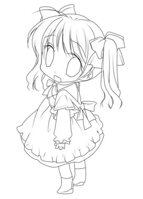 卡通动漫女孩简笔画 可爱的美少女漫画女孩简笔画图片q版动漫女孩人物