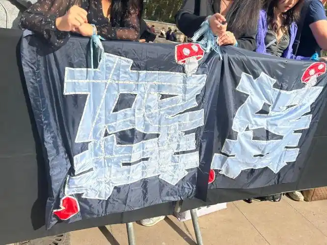 邀请看秀#巴黎的俊味仙太幸福了俊俊给"龚"字应援旗签名了@龚俊simon