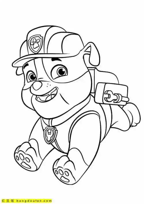 8张头戴安全帽的斑点小狗汪汪特工队卡通涂色图片