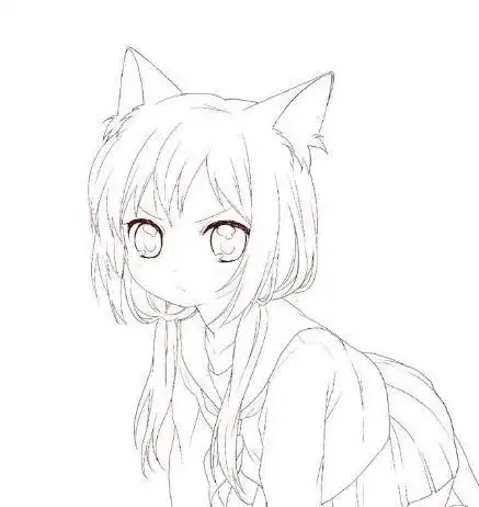 铅笔画人物漫画素描-大眼睛小女孩