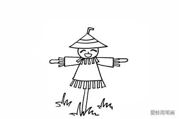 稻草人怎么画_图文教程-简笔画大全