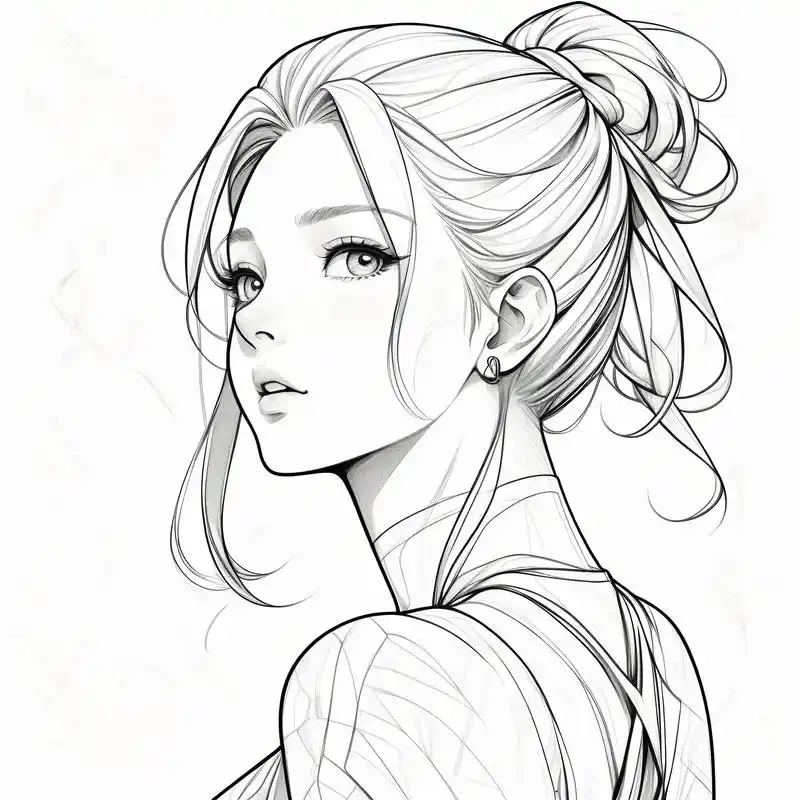 96动漫女生头像线稿集9915