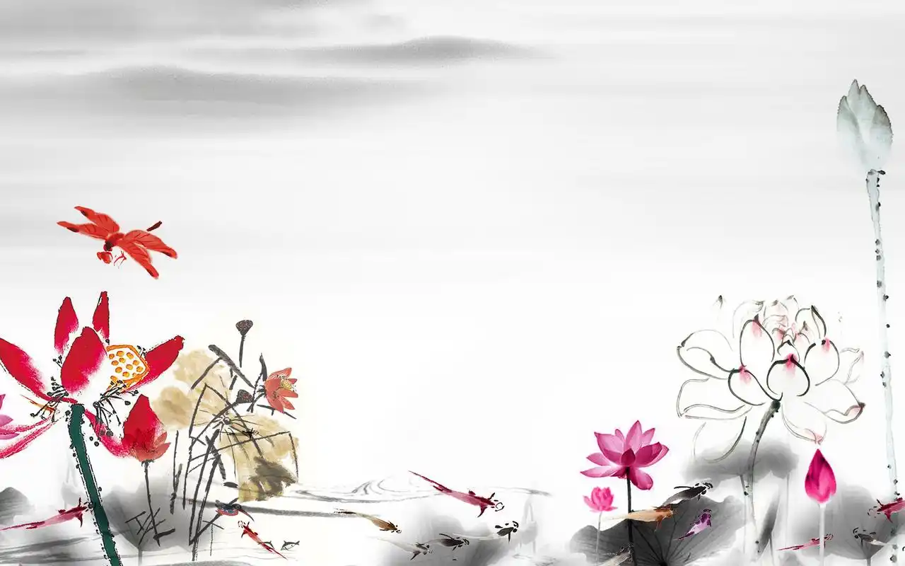 淡雅水墨画荷花桌面壁纸.美桌网站为您提供最全最高清的壁纸图片下载.