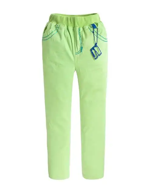 男童荧光黄撞色拉链长裤