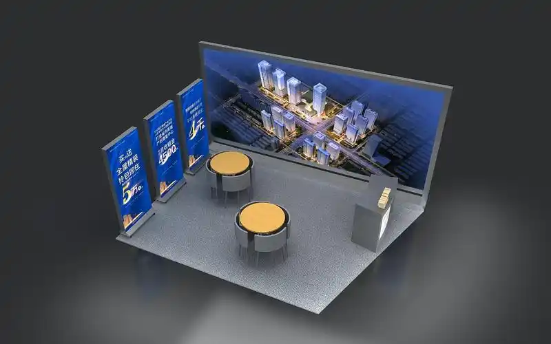 简易房地产展位展点3d效果图设计
