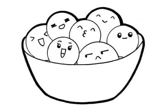 食品简笔画汤圆