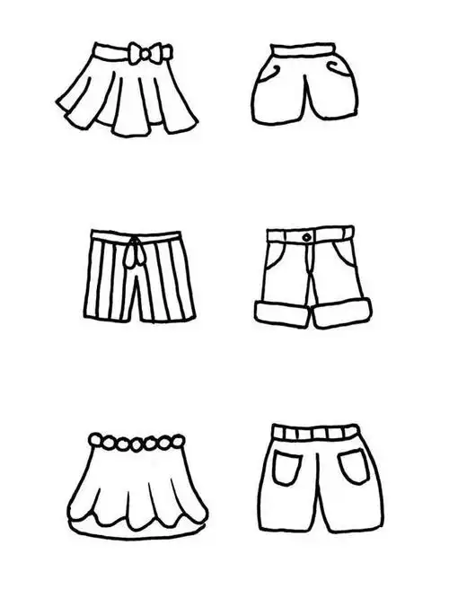 12款卡通裤子短裙服装简笔画手账素材