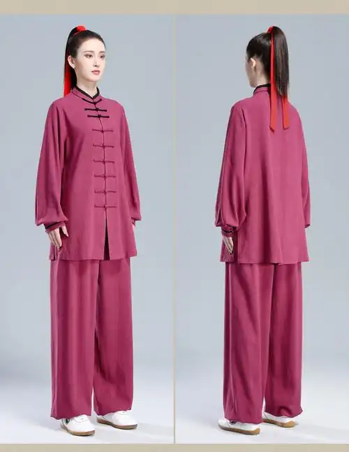 体考服装 春秋季加厚太极服女士多色棉麻中国风太极拳武术表演练功服