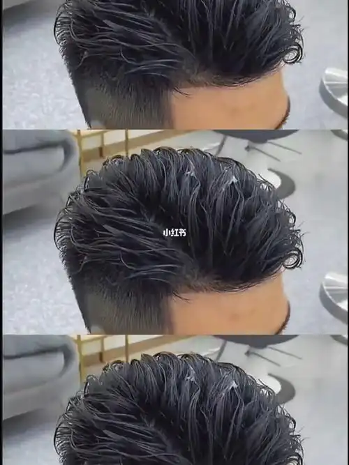 男生港风侧背发型纹理烫背头