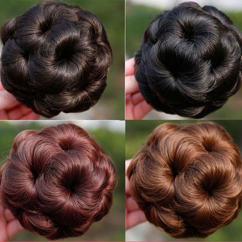 假发花苞盘头丸子头九朵花爪夹女生盘发头花扎头发发包抓夹花苞头