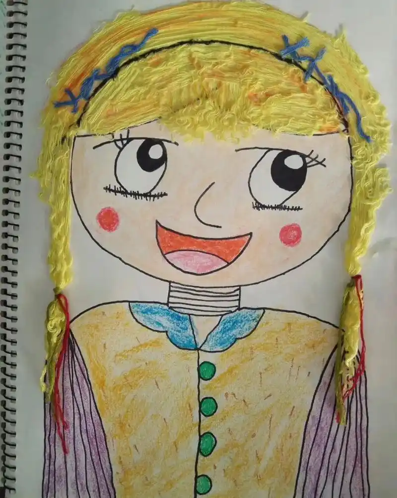 看到家里抽屉里有不要的毛线,就拿来随手弄了几个幼儿人物画,虽 - 抖