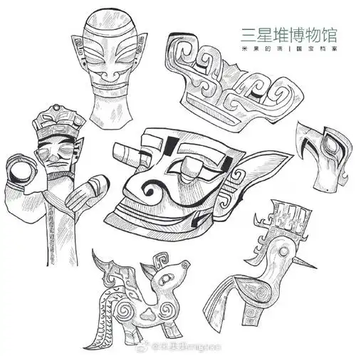 国宝档案之三星堆文物migooopainting | 三星堆文物手绘稿#记录旅行