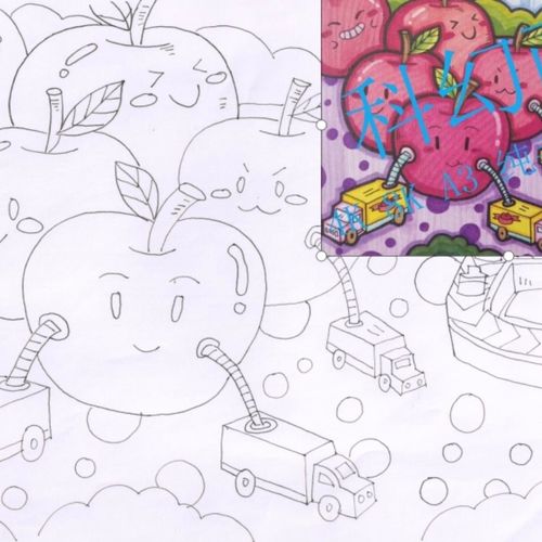 儿童学生科幻画纸质线稿科技环保创新纯手工绘画下单前与客服沟通